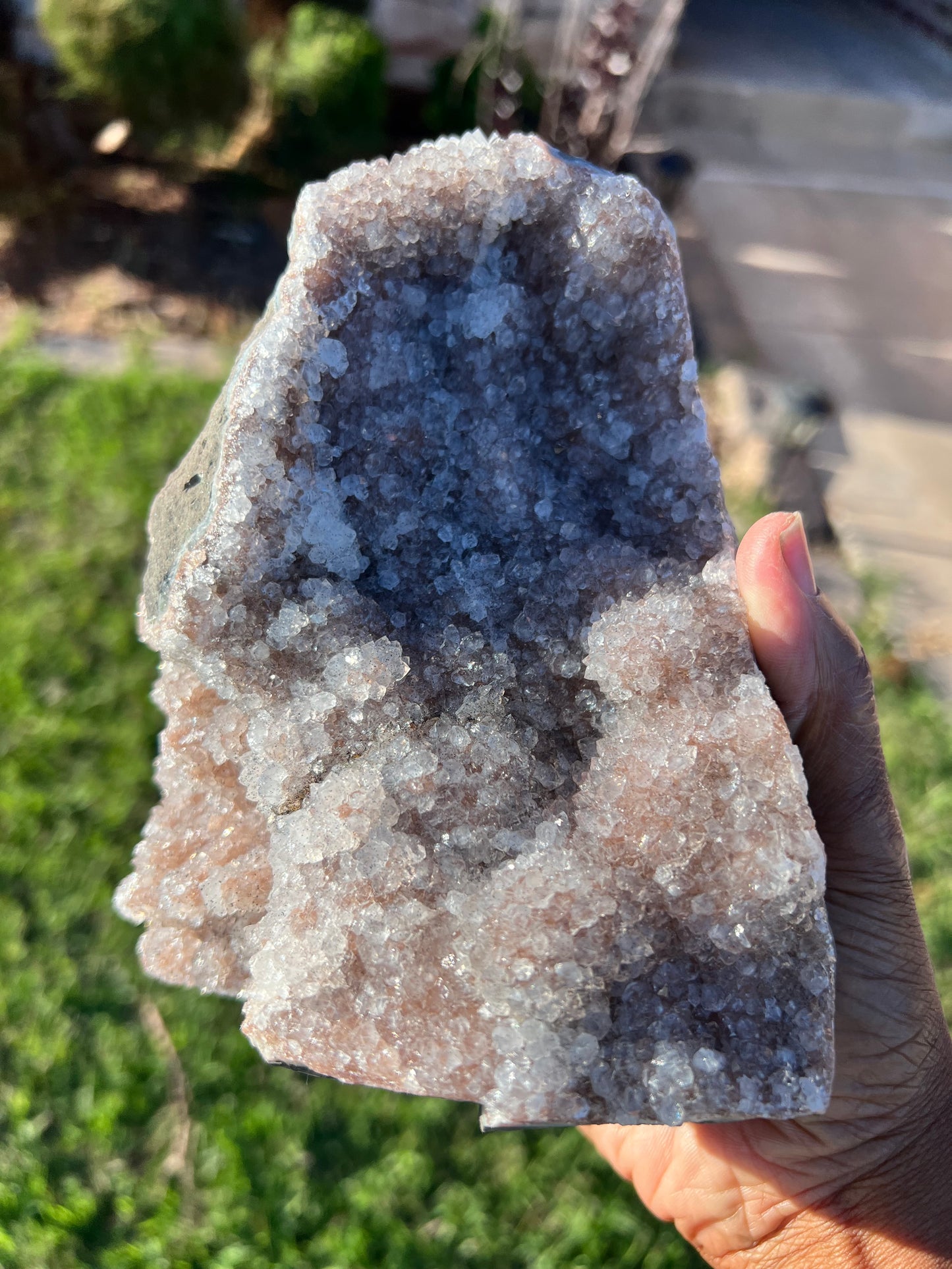 Large Pale Pink/Red Amethyst Cut Base