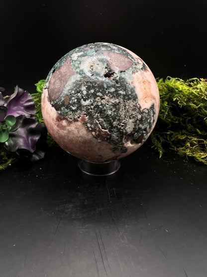 Pink Amethyst Sphere w/Jasper
