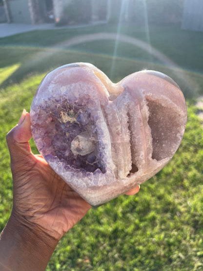 Purple and Pink Amethyst Heart w Agate
