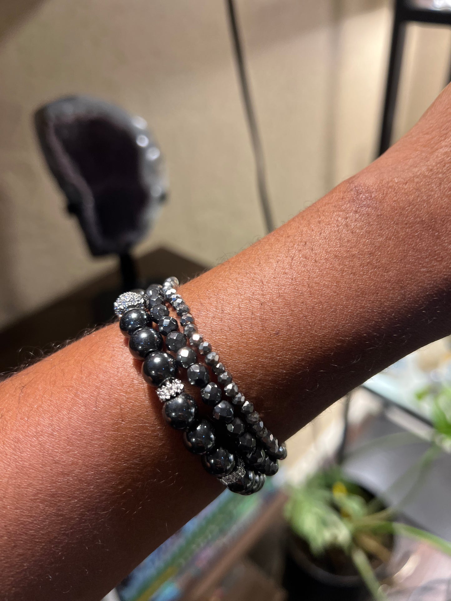 Hematite Bracelet w Stackers Set