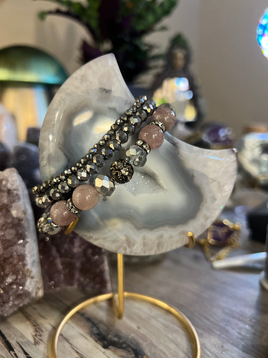 Madagascar Rose Quartz Stacker Set