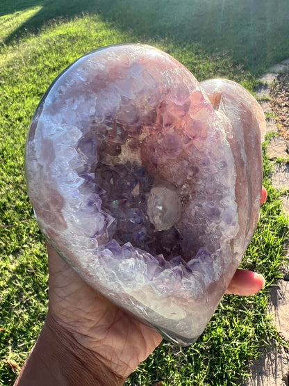 Purple and Pink Amethyst Heart w Agate
