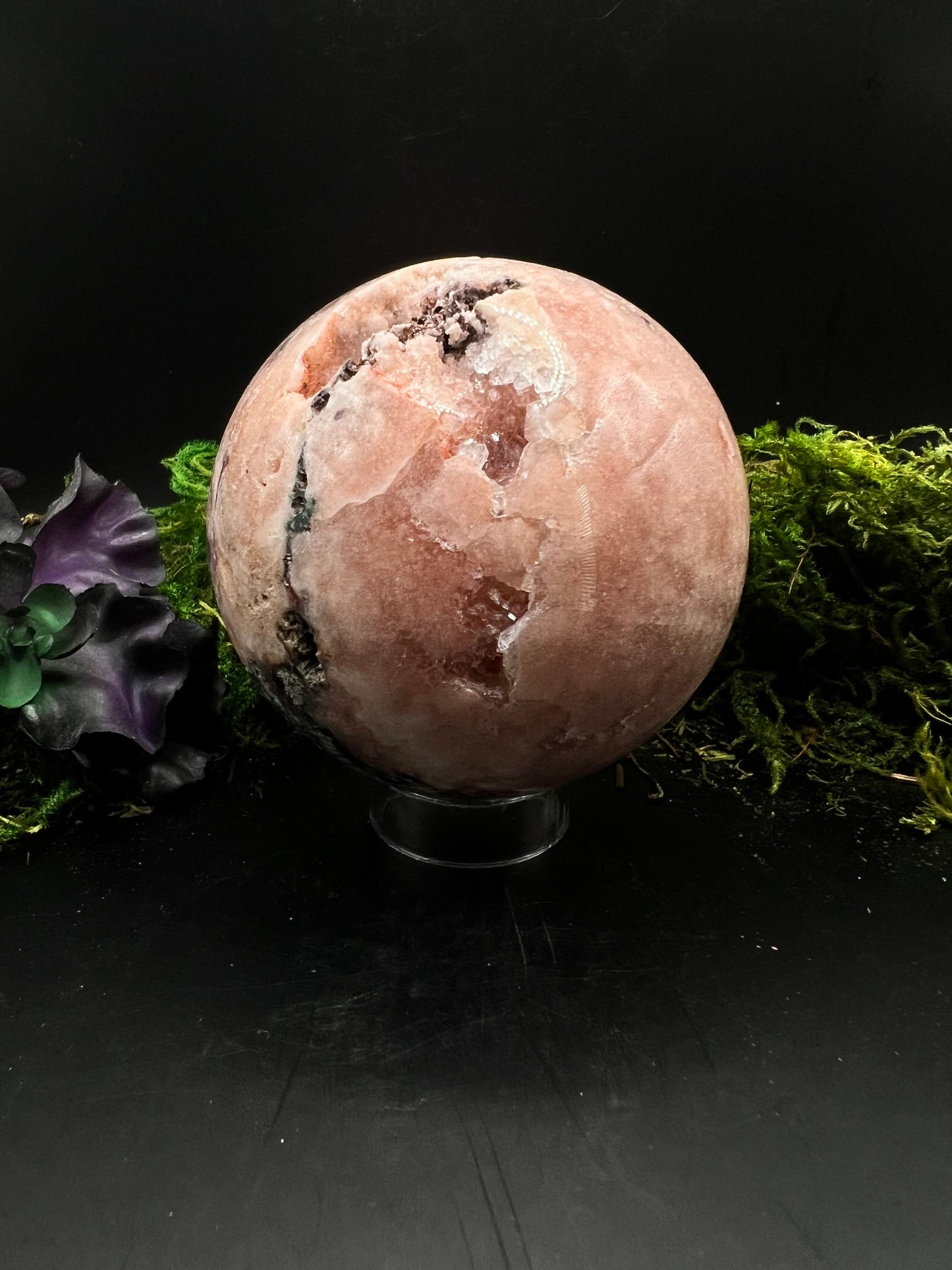 Pink Amethyst Sphere w/Jasper
