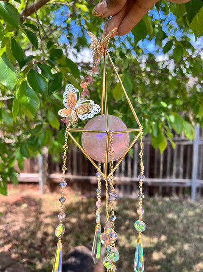 Spring ‘25 - Aura Rose Quartz Butterfly Suncatcher