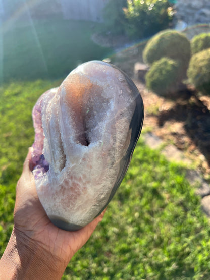 Purple and Pink Amethyst Heart w Agate
