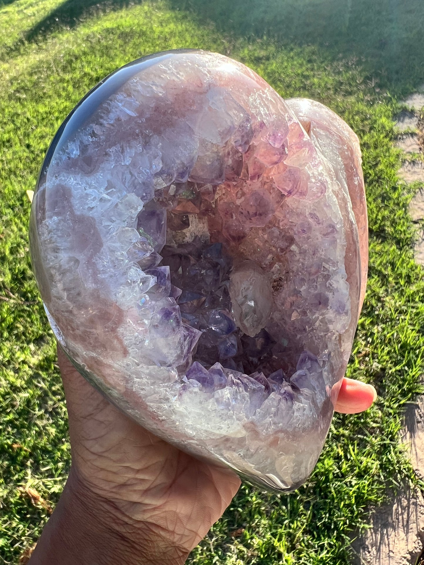 Purple and Pink Amethyst Heart w Agate