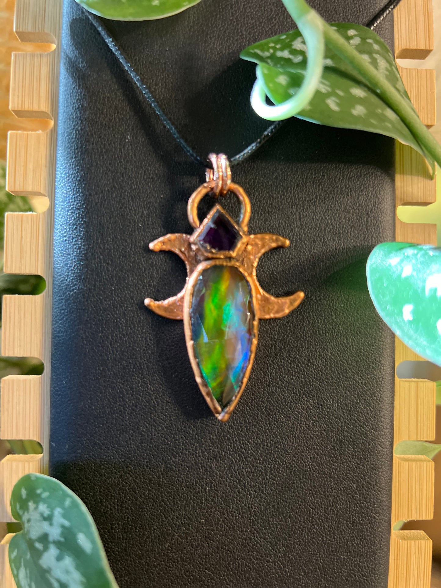 Amethyst and Aurora Copper Talisman