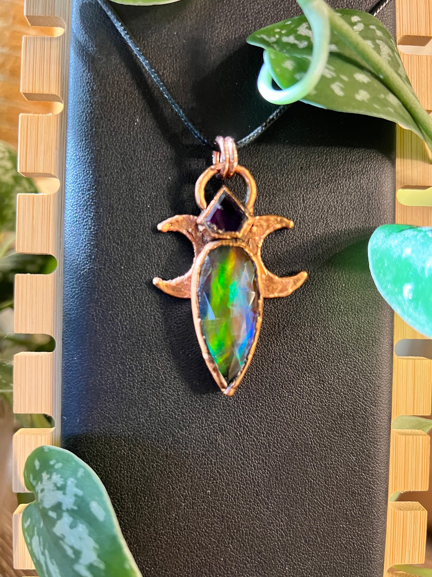 Amethyst and Aurora Copper Talisman