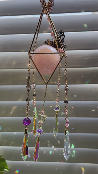 Spring ‘25 - Aura Rose Quartz Butterfly Suncatcher