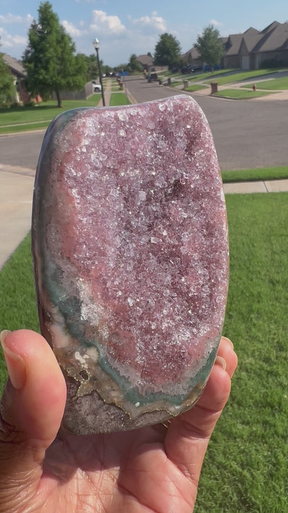 Red Rainbow Amethyst Cut Base
