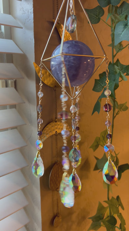 Smokey Fluorite Purple Suncatcher