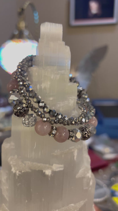 Madagascar Rose Quartz Stacker Set