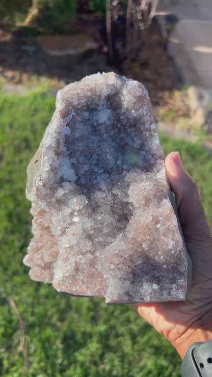 Large Pale Pink/Red Amethyst Cut Base
